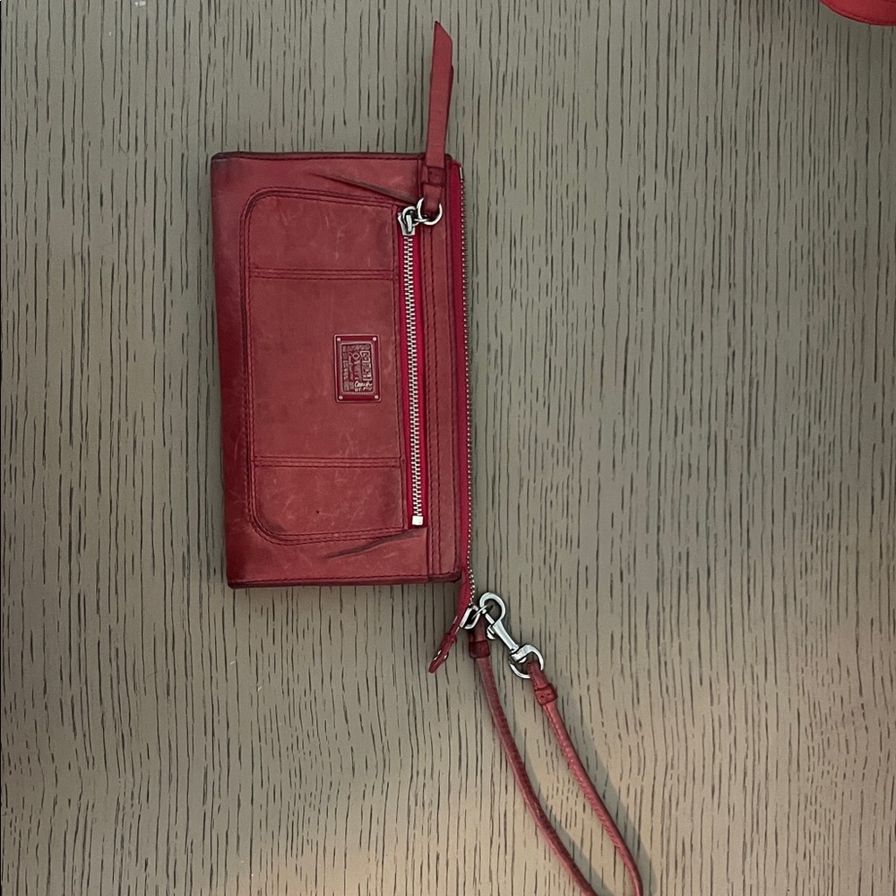 Pink Leather Wristlet by Coach